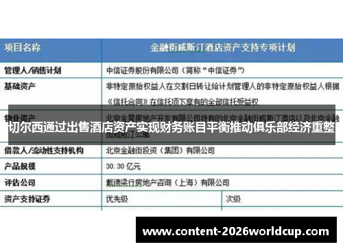切尔西通过出售酒店资产实现财务账目平衡推动俱乐部经济重整 切尔西通过出售酒店资产实现财务账目平衡推动俱乐部经济重整